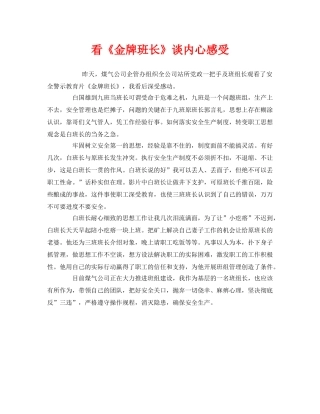 《安全管理文档》之看《金牌班长》谈内心感受 