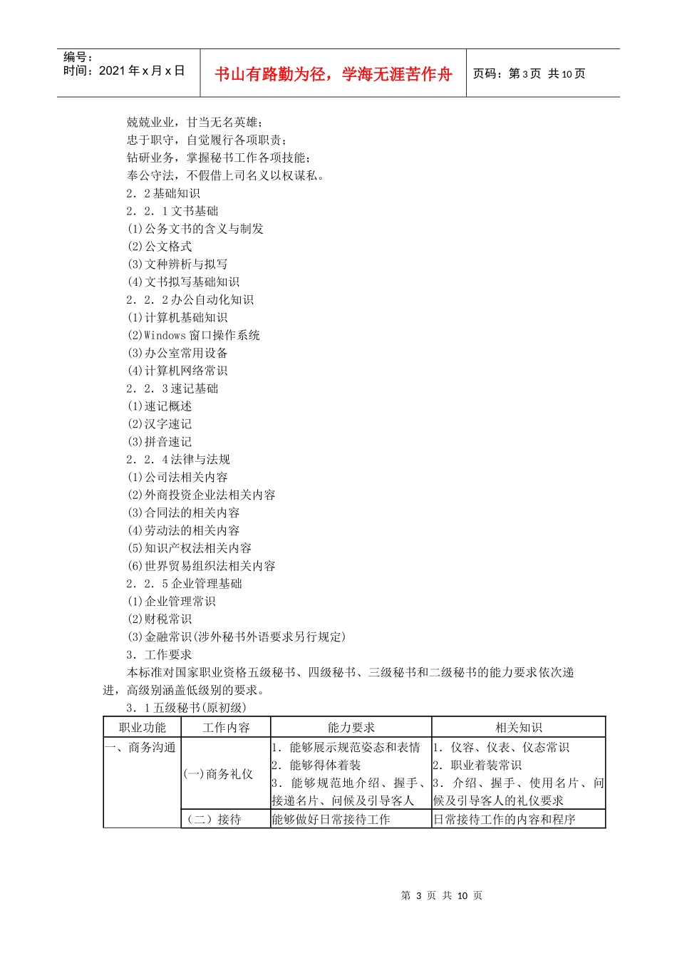 秘书国家职业标准_第3页