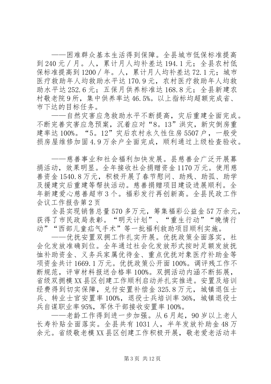 全县民政工作会议工作报告 _第3页