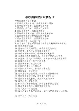 学校国防教育宣传标语集锦