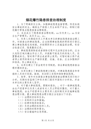 烟花爆竹隐患排查治理规章制度