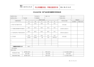 日化企业市场一部产品经理关键绩效考核指标表