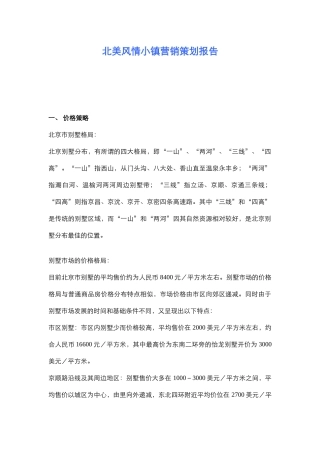 北美风情小镇营销策划报告