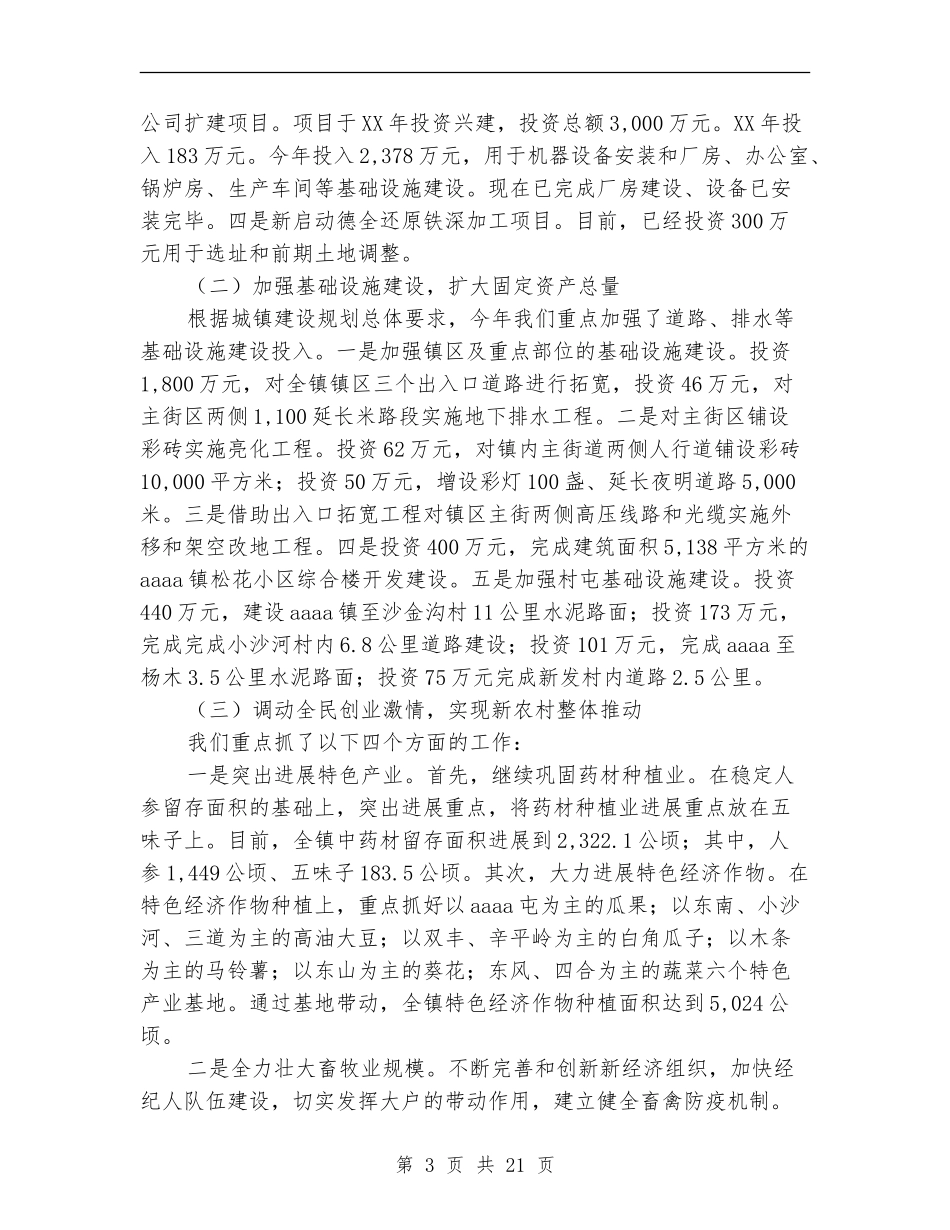 镇党委、政府2024年度述职述廉报告_第3页