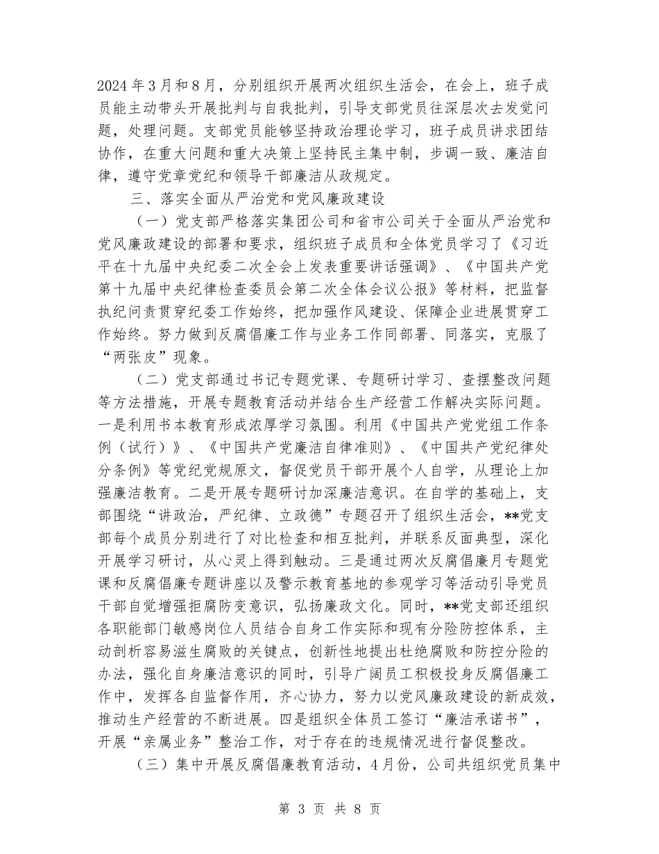 2024年公司党支部纪检委员述职报告_第3页