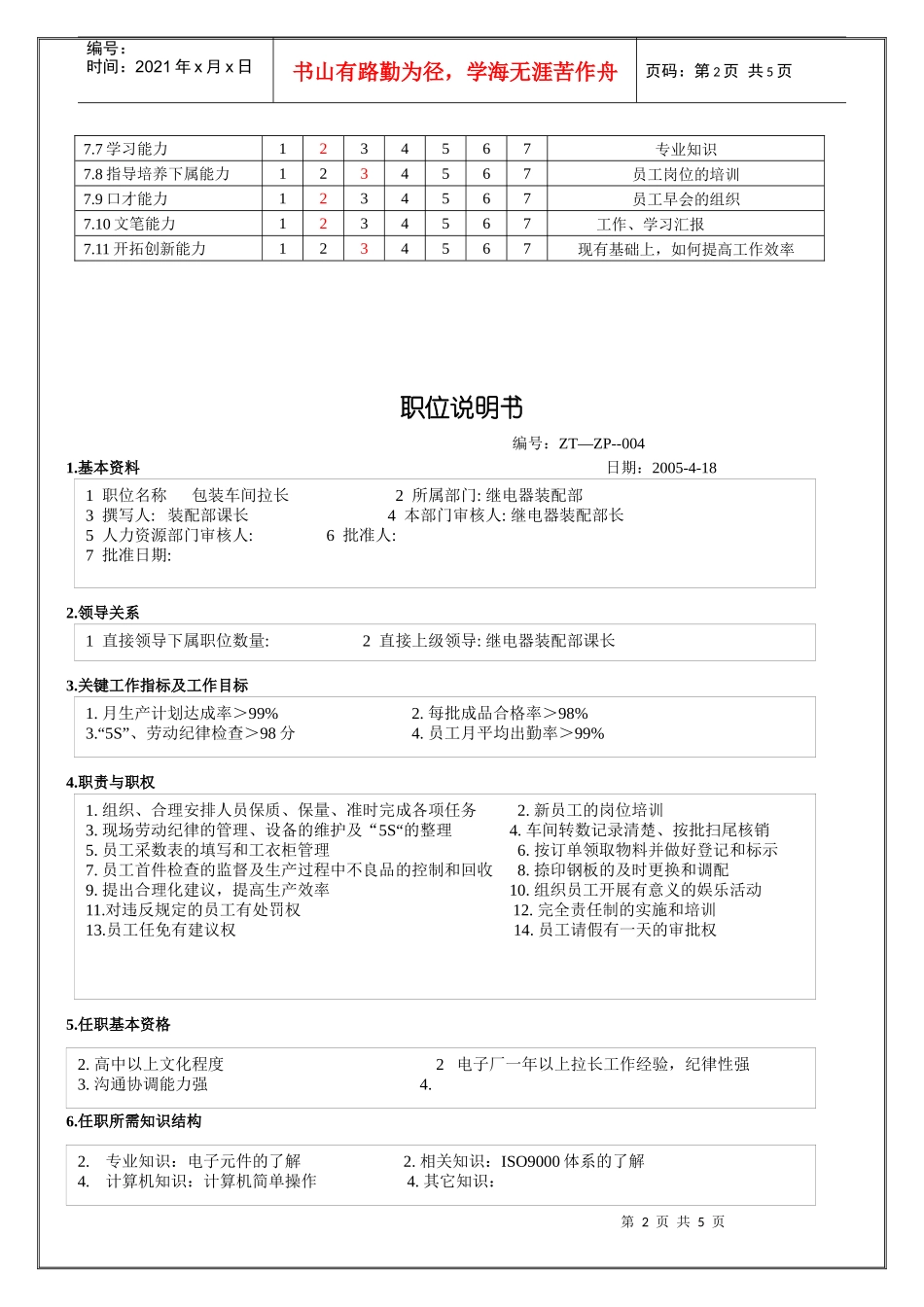 继电器装配课所有职位说明书_第2页