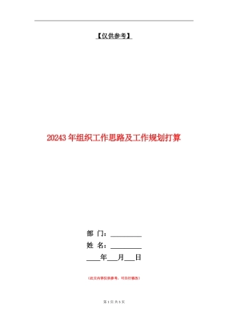 20243年组织工作思路及工作规划打算