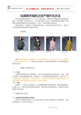 钻展新手福利之投产提升五步法(DOC10页)
