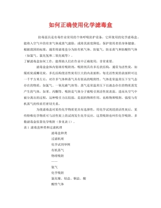 《安全管理》之如何正确使用化学滤毒盒 
