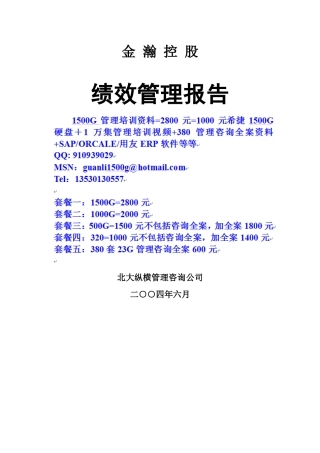 金瀚控股绩效管理报告
