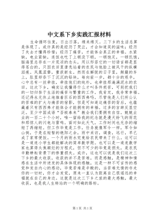 中文系下乡实践汇报材料 