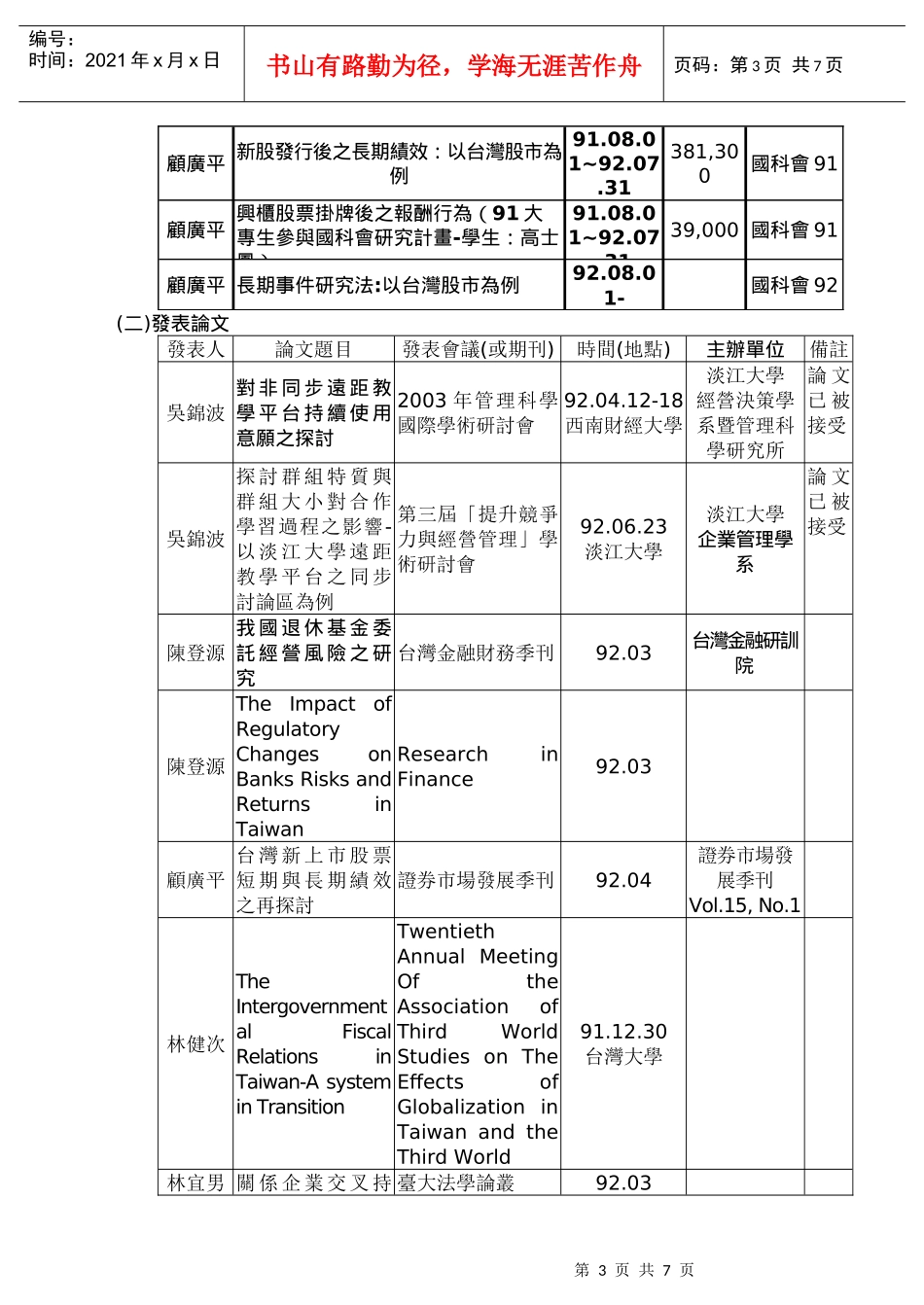 技术学院九十一学年度第二学期第一次院务会议纪录_第3页