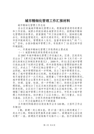 城市精细化管理工作汇报材料1 