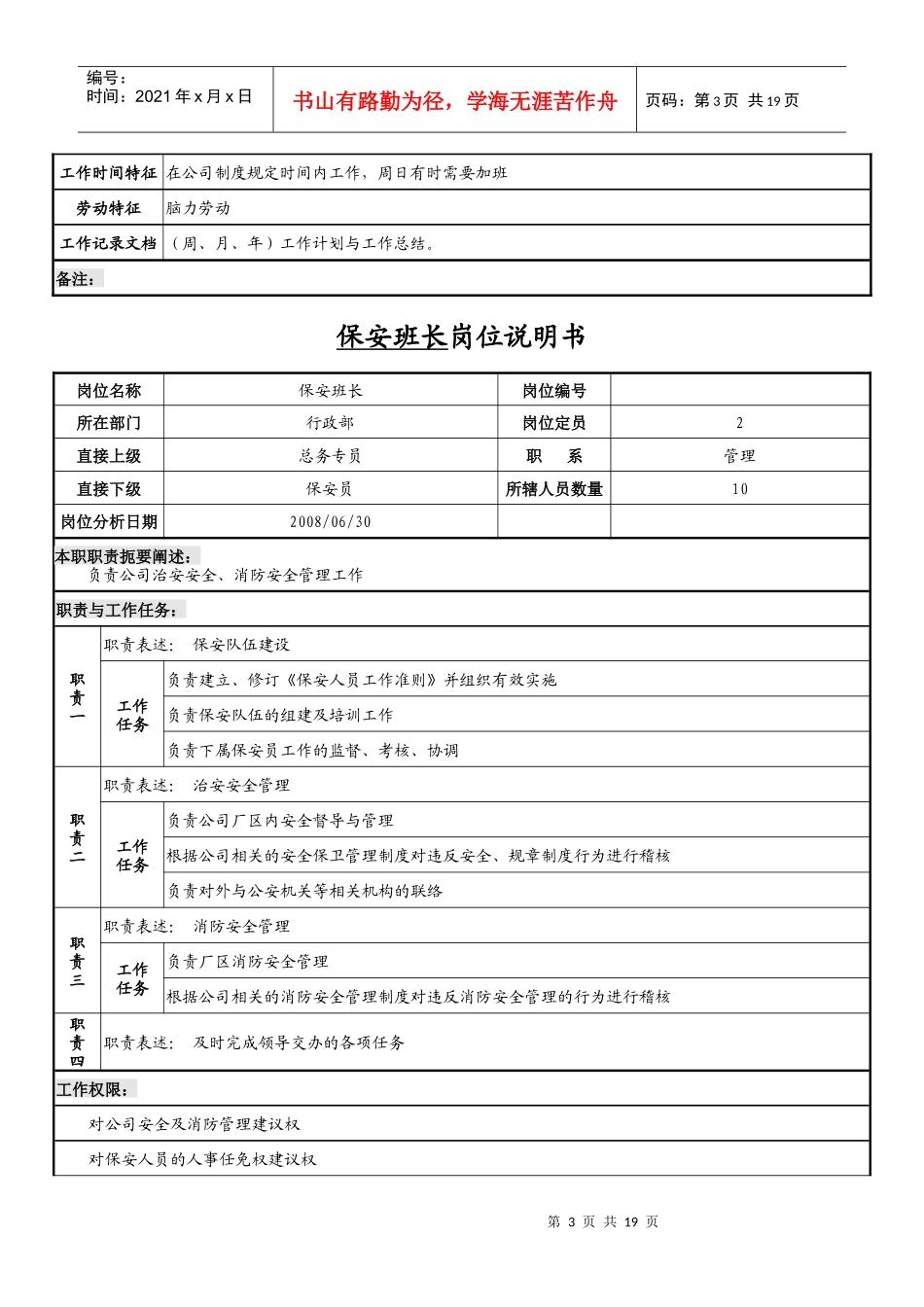 行政部岗位说明书案例推荐_第3页