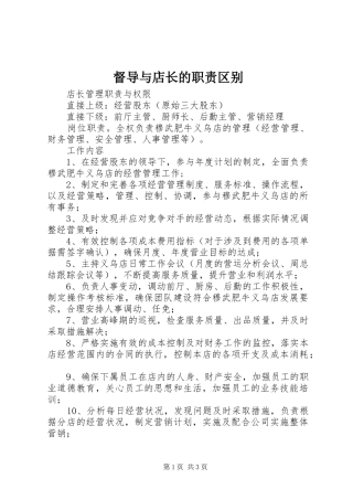 督导与店长的职责要求区别 