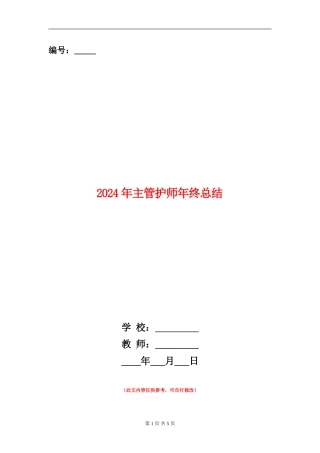 2024年主管护师年终总结