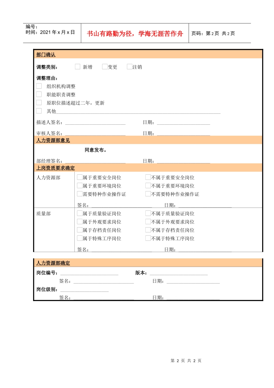 某大型电子公司制造部工程文员职位说明书_第2页