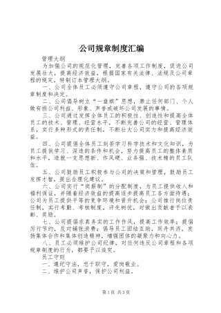 公司规章规章制度细则汇编