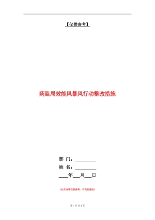 药监局效能风暴风行动整改措施