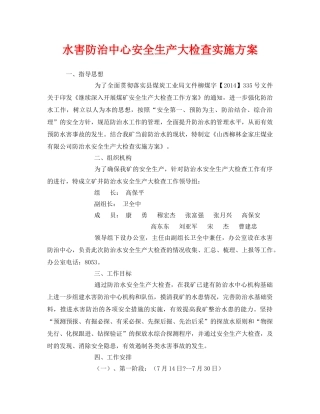 《安全管理文档》之水害防治中心安全生产大检查实施方案 