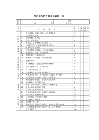 技术单位的人事考绩表