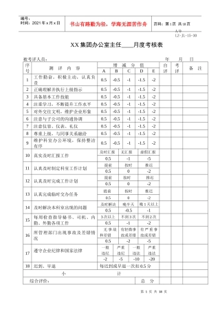 行政办公人员月度考核表