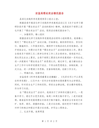 安监局理论突击情况报告