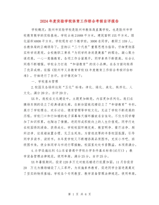 2018年度实验小学体育工作综合考核自评报告