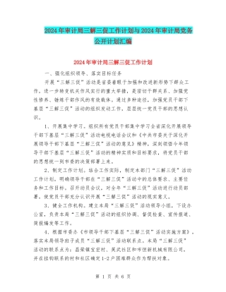 2024年审计局三解三促工作计划与2024年审计局党务公开计划汇编