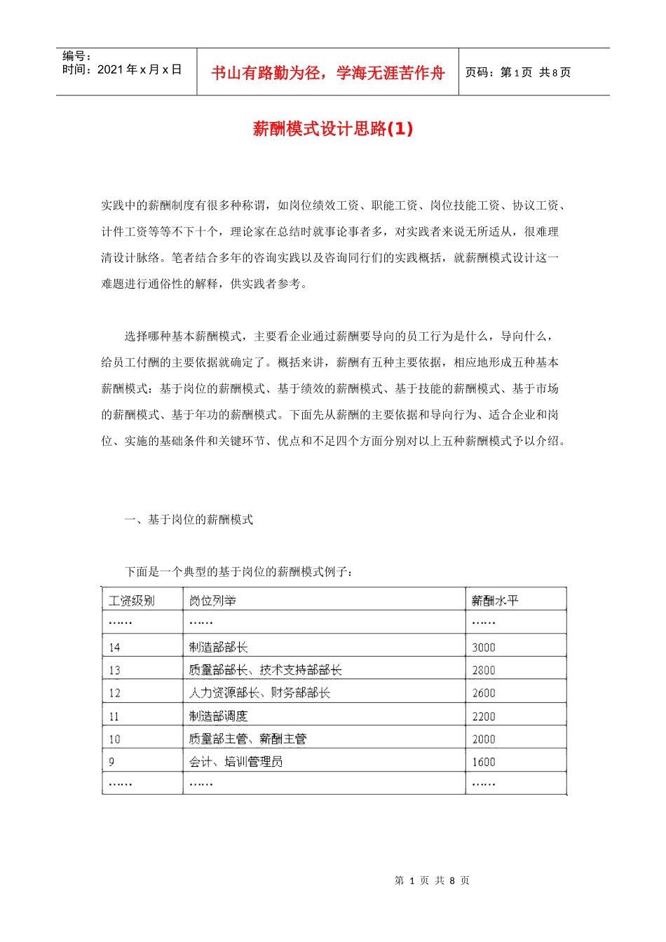 薪酬模式设计思路(1)_第1页