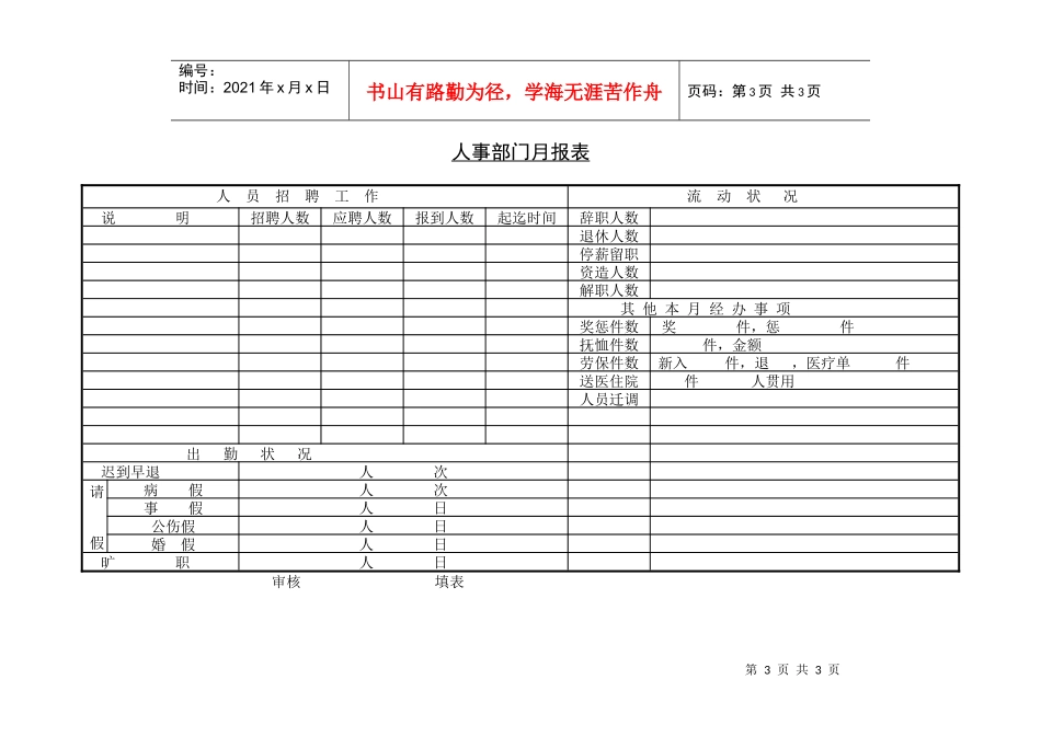 适用于普遍行业的人事流动月报表_第3页
