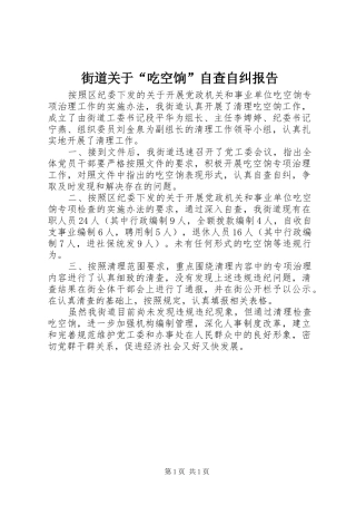 街道关于“吃空饷”自查自纠报告 