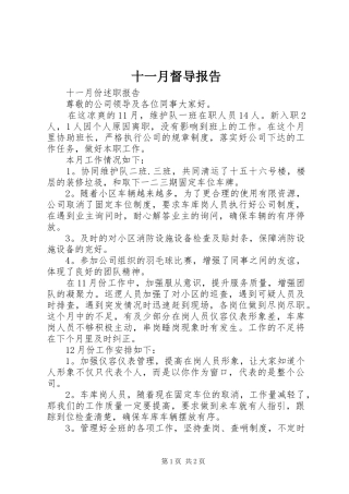 十一月督导报告 