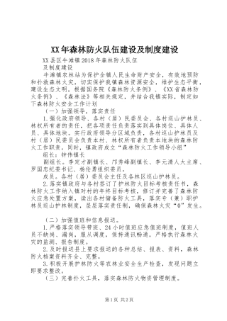 年森林防火队伍建设及规章制度建设