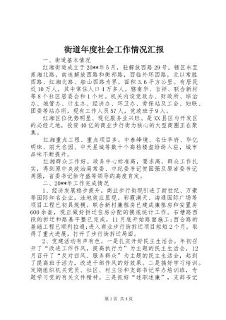 街道年度社会工作情况汇报 