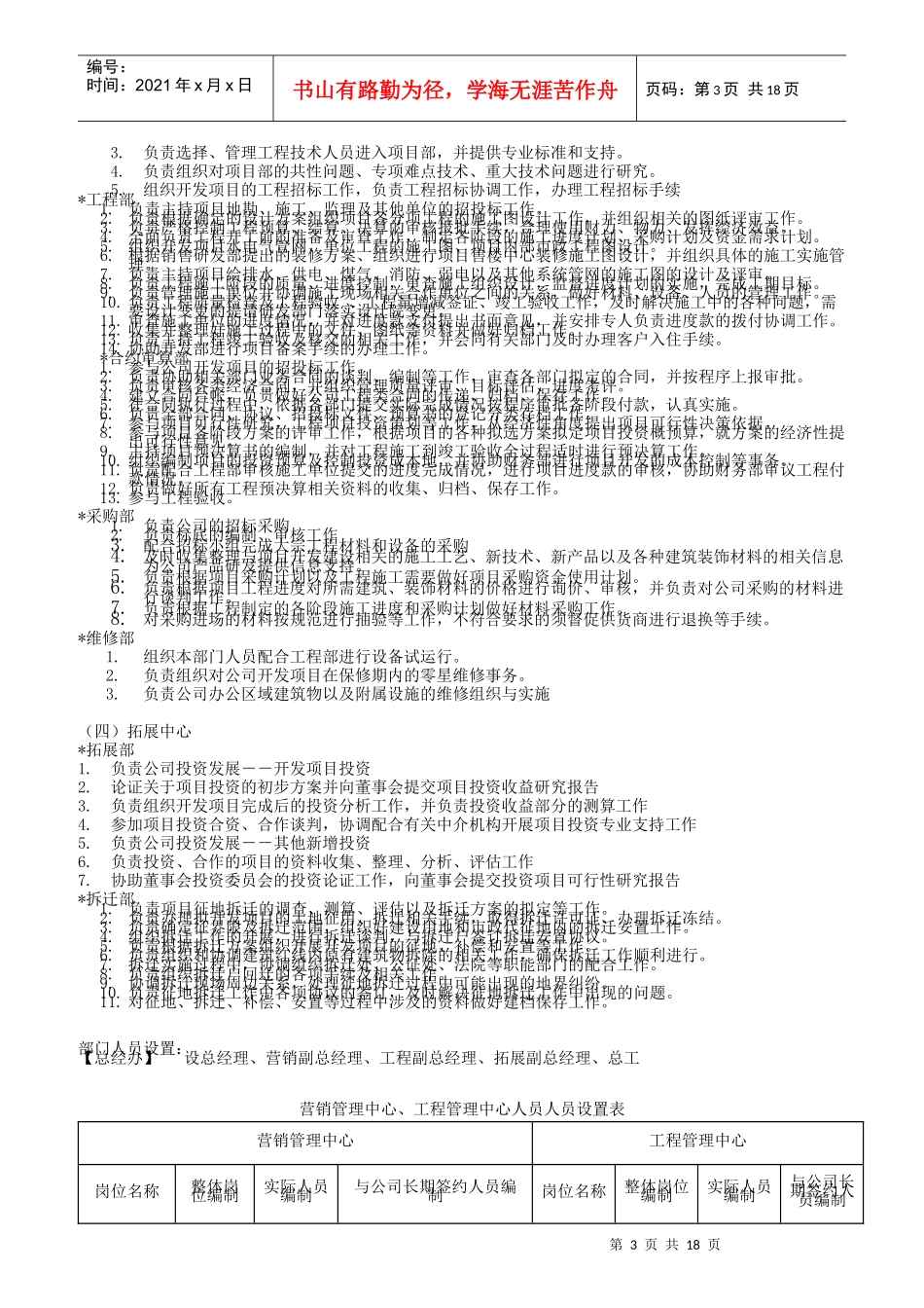 某房地产开发公司组织架构与岗位职责_第3页