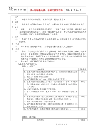 质量奖惩程序