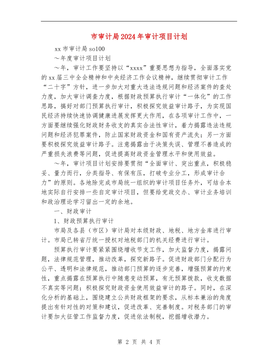 市审计局2024年审计项目计划_第2页