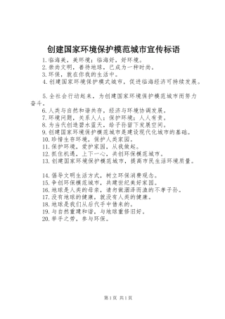 创建国家环境保护模范城市宣传标语集锦