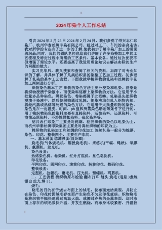 2017印染个人工作总结