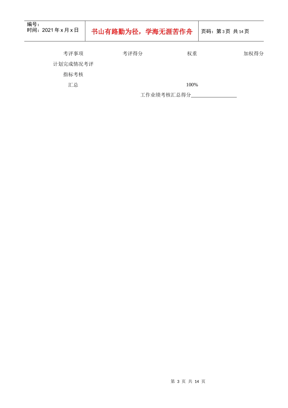 某水电开发公司部门经理岗位年度考核表_第3页