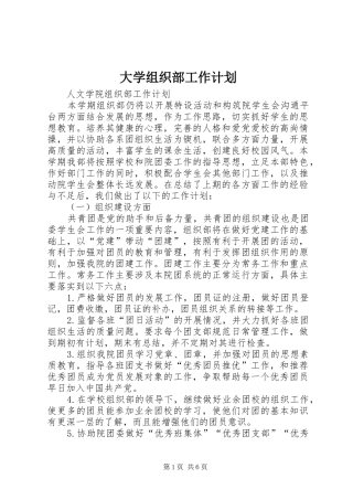 大学组织部工作计划