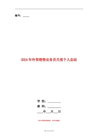 2024年外贸销售业务员月度个人总结