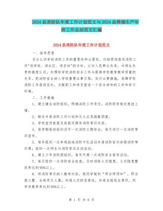 2024县消防队年度工作计划范文与2024县烤烟生产年终工作总结范文汇编