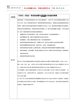 考试的成绩与英语能力快速对照表doc-广外职业生涯规划协