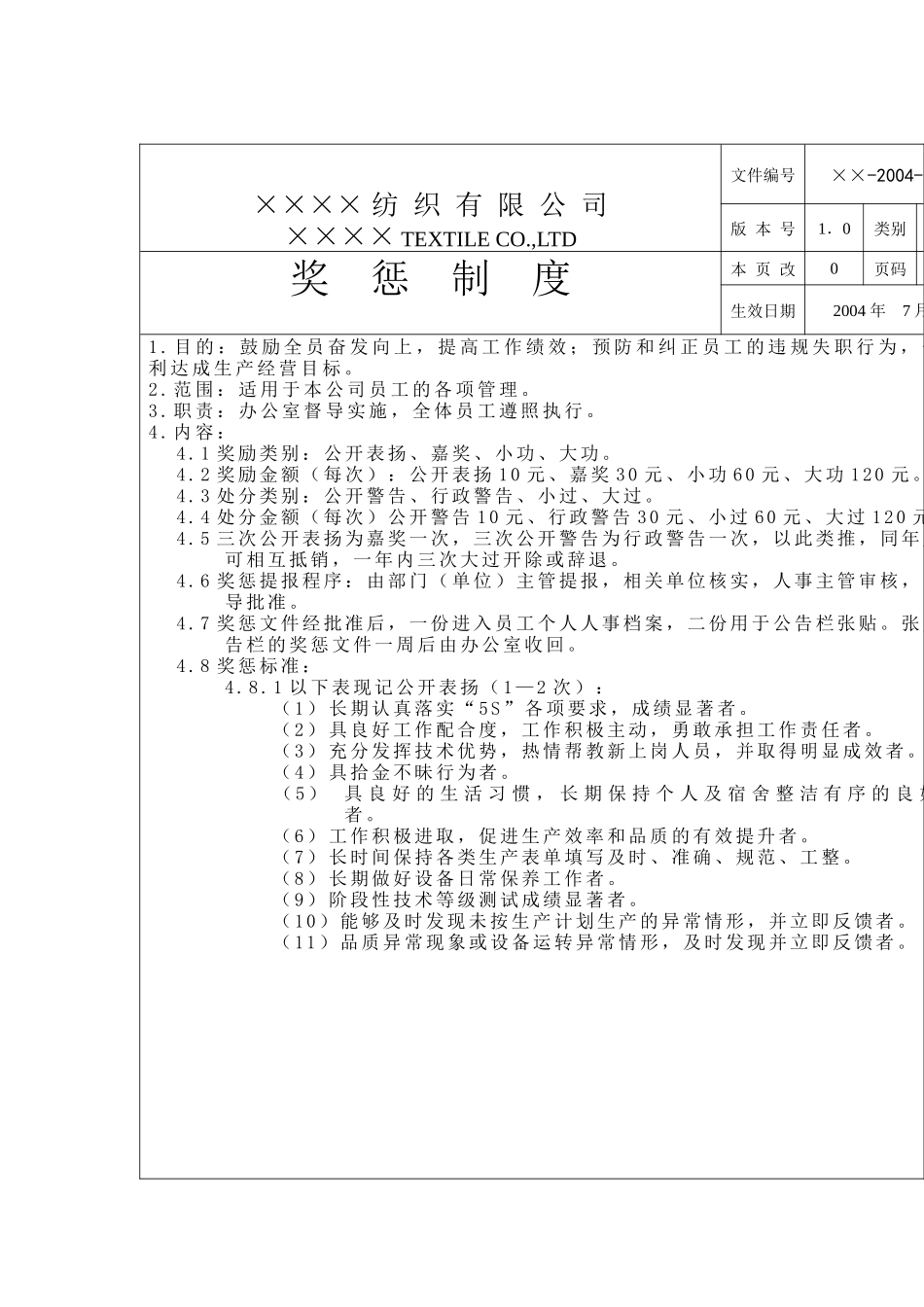 现代企业奖惩制度与公告_第1页