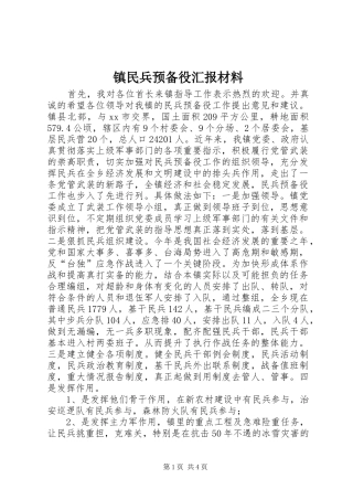 镇民兵预备役汇报材料 