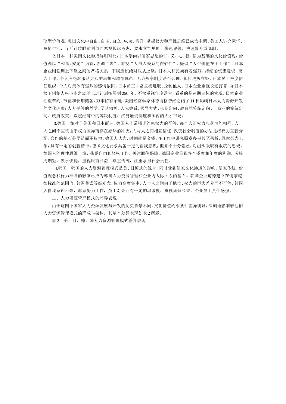 美、日、德、韩人力资源管理发展模式比较_第2页