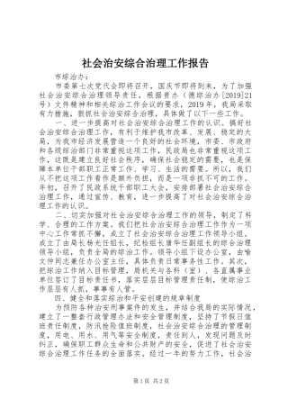 社会治安综合治理工作报告 