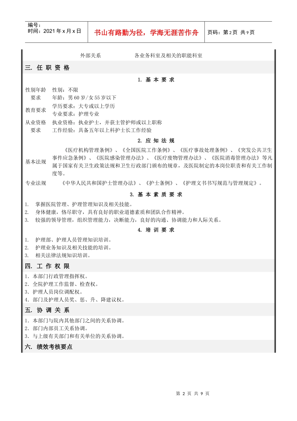 护理部岗位说明书(修订)_第2页